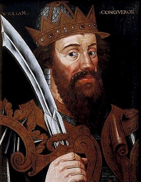Image of William the conqueror, who would die one of the worst royal deaths in history. He is pictured in battle armour, with a sword resting on his shoulder.