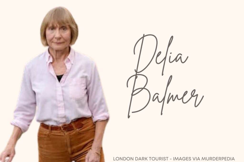 Image of Delia Balmer, the only known survivor of murderer John Sweeney. She is now an older woman with short sandy blonde hair cut short and stares purposefully at the camera.